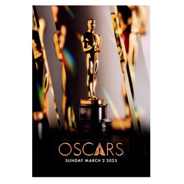 Black and Gold Oscar Statuette photo print front view of the postcard for the 97th Oscars Sunday March 2, 2025.